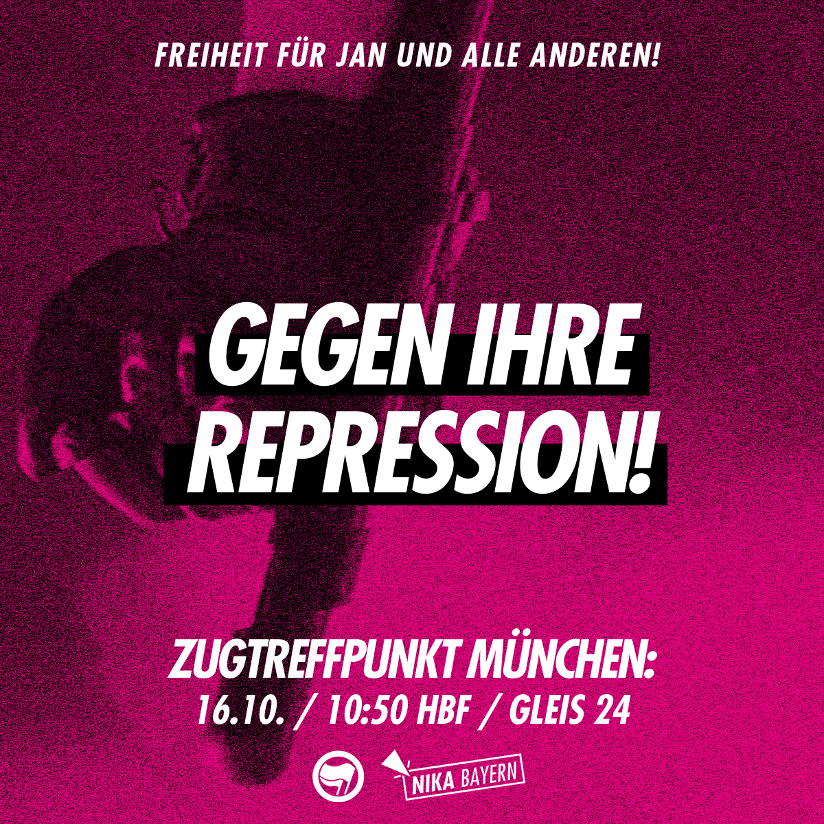 Zugtreffpunkt: "United Against Repression - Free Jan" in Nürnberg