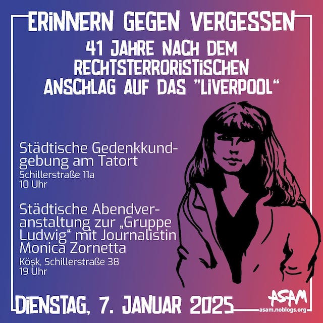 Gedenkveranstaltung: 41 Jahre nach dem rechtsterroristischen Anschlag auf das "Liverpool"